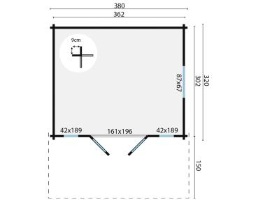 Gartenhaus Inglund 380x470 cm